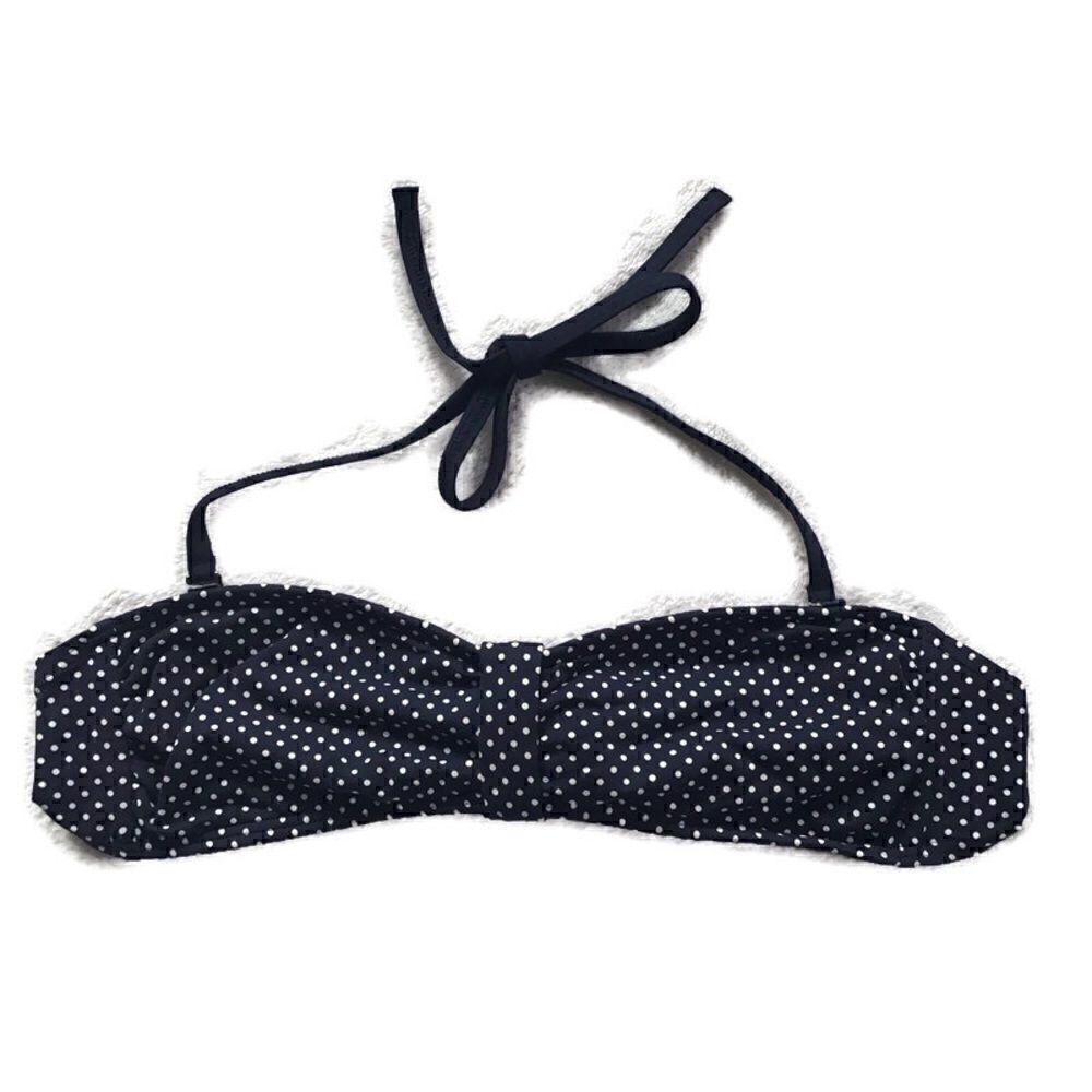 Lands End Polka Dot Halter Bandeau Bikini Top